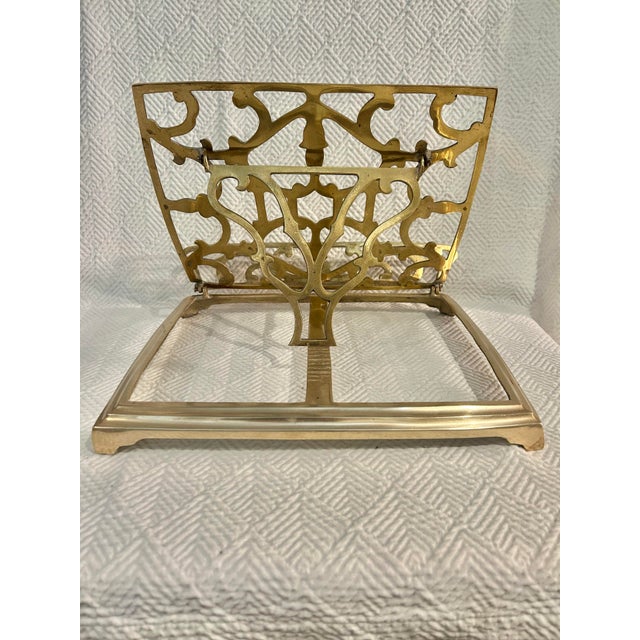 Mid 20th Century Vintage Victorian Style Brass Folding Adjustable Bookstand For Sale - Image 4 of 11