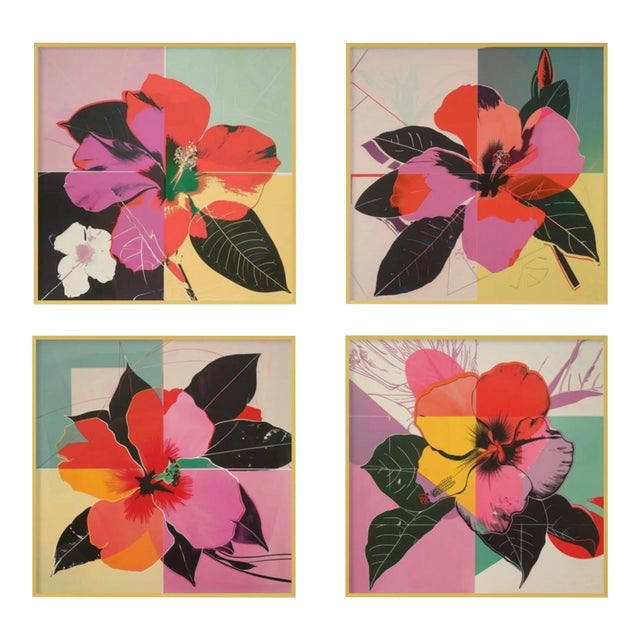 Set of 4 - Art Wall Installation 40' X 40' - 'Pop Art Flowers' #7 - Limited Edition Botanical Photograph Print in the Style of Andy Warhol For Sale