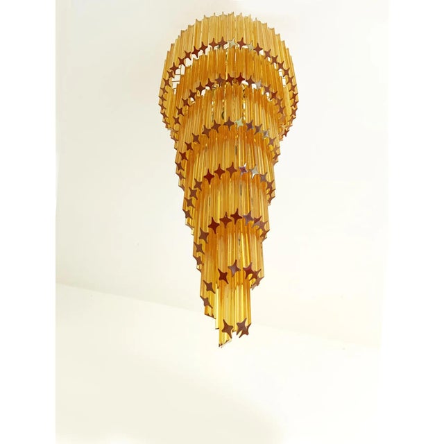 Early 21st Century Amber Quadriedro Murano Glass Twister Chandelier by Simoeng For Sale - Image 5 of 9
