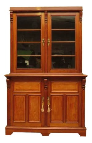 Two Part Book Cabinet with Glazed Top, 1890s