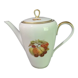 Vintage E&r Jaeger Co. Bavaria "Orchard" Vintage Fruit Pattern Gilded Coffee Tea Pot Germany