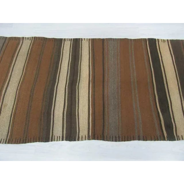 Vintage Turkish Kilim Striped Handwoven Runner Rug - 3′8″ × 8′10″ For Sale - Image 4 of 5
