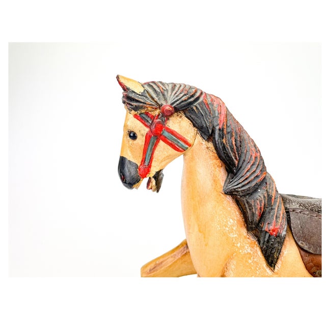 Vintage Hand Painted Carved Rocking Horse For Sale - Image 4 of 6