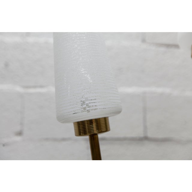 Metal Arlus Floor Lamp with Tripod Base and Ribbed Glass Lamps, 1950 For Sale - Image 7 of 18