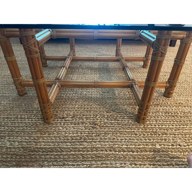 Vintage Bamboo & Glass Coffee Table For Sale - Image 12 of 14