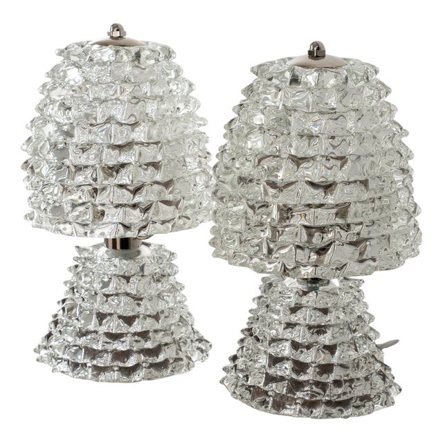 Table Lamps in Rostrato Murano Blown Glass, Italy, 1980s, Set of 2 For Sale