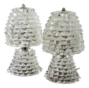 Table Lamps in Rostrato Murano Blown Glass, Italy, 1980s, Set of 2