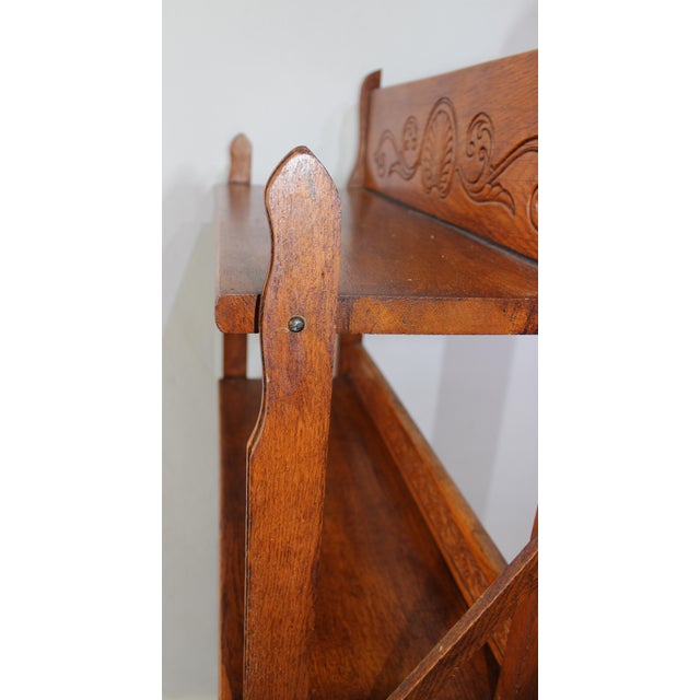 Antique Victorian Folding Bookcase in Incised Oak Chairish