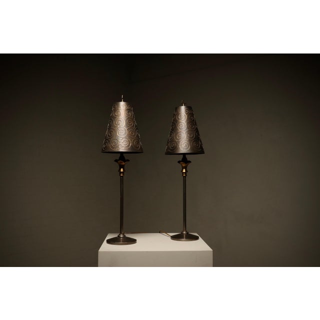 Mid-Century Modern Vintage Table Lamps by Lam Lee for Leeazanne, 1990s, Set of 2 For Sale - Image 3 of 10