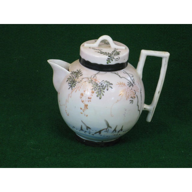 Mid 19th Century Satsuma Teapot Hand-Painted Vines & Blossoms Square Handle Japanese Meiji Period Signed For Sale - Image 4 of 18