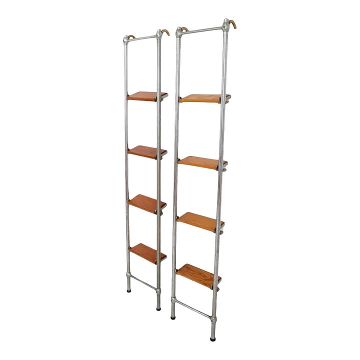 1930s Chrome Ships Library Ladders - a Pair | Chairish
