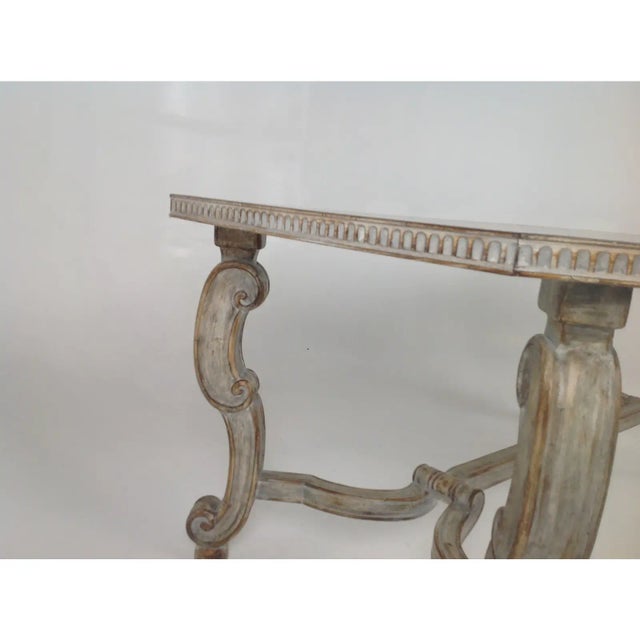 1990s Large Shabby Chic Gray Ceruse Dining Table For Sale - Image 5 of 8