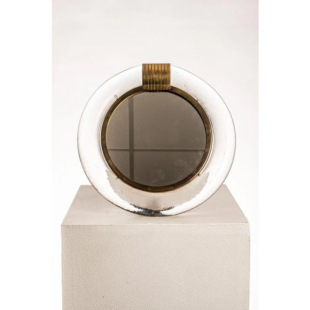 Round Murano Glass and Brass Mirror from Seguso Vetri Darte,1960s For Sale - Image 3 of 15