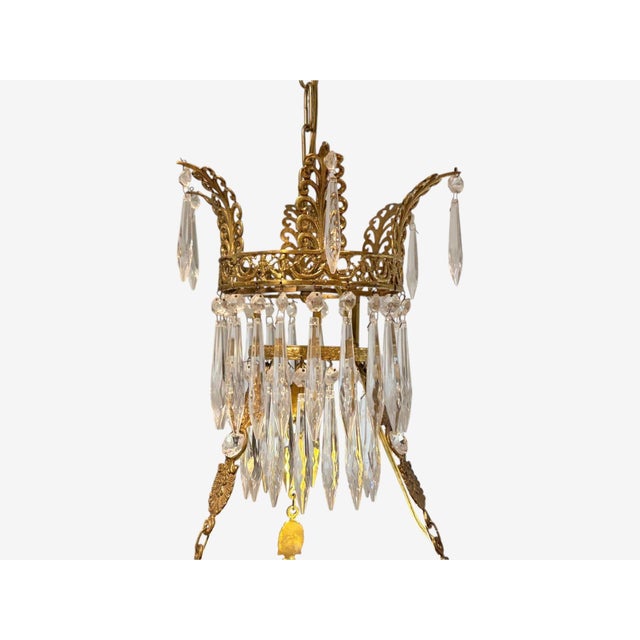 Bronze Neoclassical, Bronze, Crystal, Chandelier, Italy, 1950s For Sale - Image 8 of 9