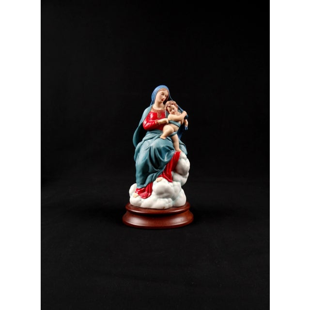 Ceramic Virgin and Child Statuette, 1980s For Sale - Image 11 of 12