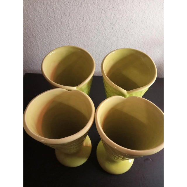 1980s Vinage Trisa Ice Cream Waffle Pattern Green Cups- Set of 4 For Sale - Image 5 of 6