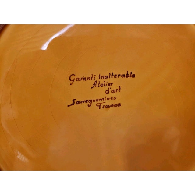 Contemporary Vintage Sarrequemines Ceramic Plate, French Atelier D'Art, Fish Motif #3 For Sale - Image 3 of 3