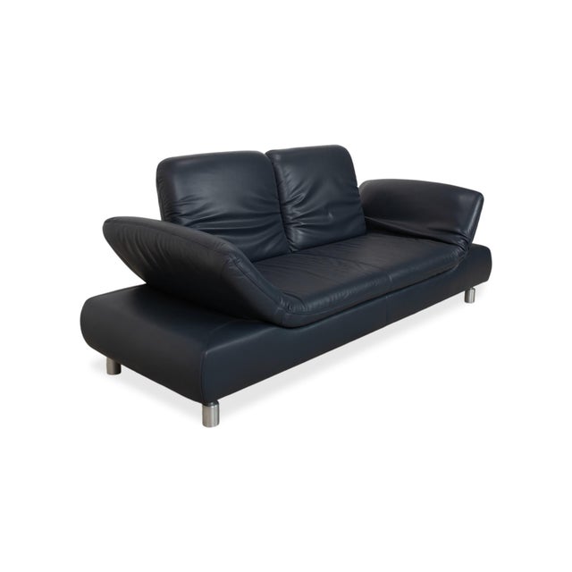 Blue Leather Rivoli Two-Seater Sofa with Manual Function from Koinor For Sale - Image 4 of 18
