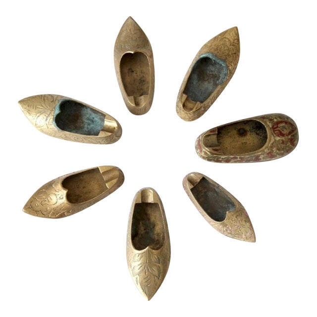 Vintage Brass Single Ashtray Collection - Set of 7 For Sale