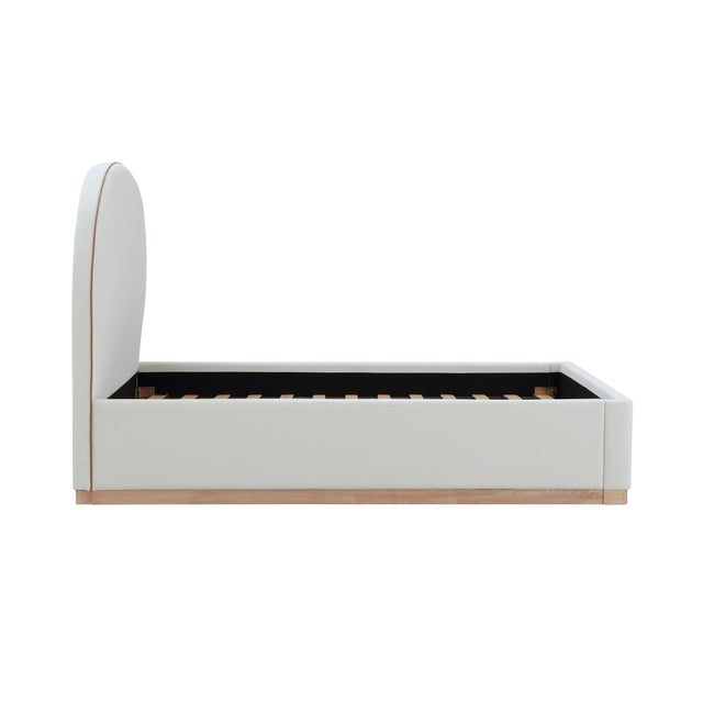 Boho Chic Marlow Performance Velvet Queen Bed, Cream For Sale - Image 3 of 11