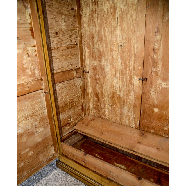 Antique Rustic Two-Door Wardrobe in Yellow Lacquered Fir Wood, Italy, 1800s For Sale - Image 12 of 18