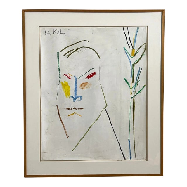 D. 2012 Irving Kriesberg Figurative Expressionist Oil Crayon on Paper For Sale