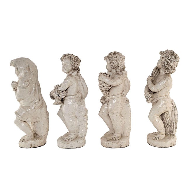 Faïence Pottery Figures of the Four Seasons, Probably Italy, Circa 1900 For Sale - Image 4 of 8