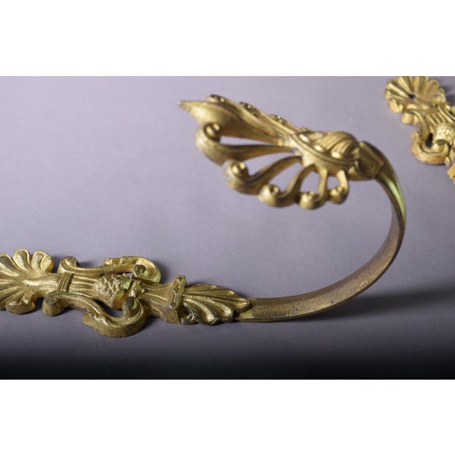 19th Century French Gilt Bronze Curtain Holdbacks with Foliate Scrolls, Set of 3 For Sale - Image 9 of 10