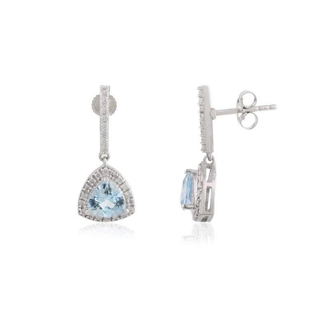 Sparkling Aquamarine Diamond Wedding Dangle Earrings for Her- a Pair For Sale - Image 4 of 9