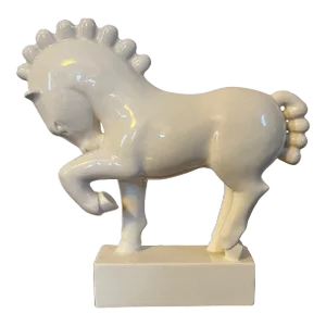 1930s Pre-War Art Deco Villeroy & Boch Stylized White Blanc De Chine Porcelain Lipizzaner Horse from Luxembourg