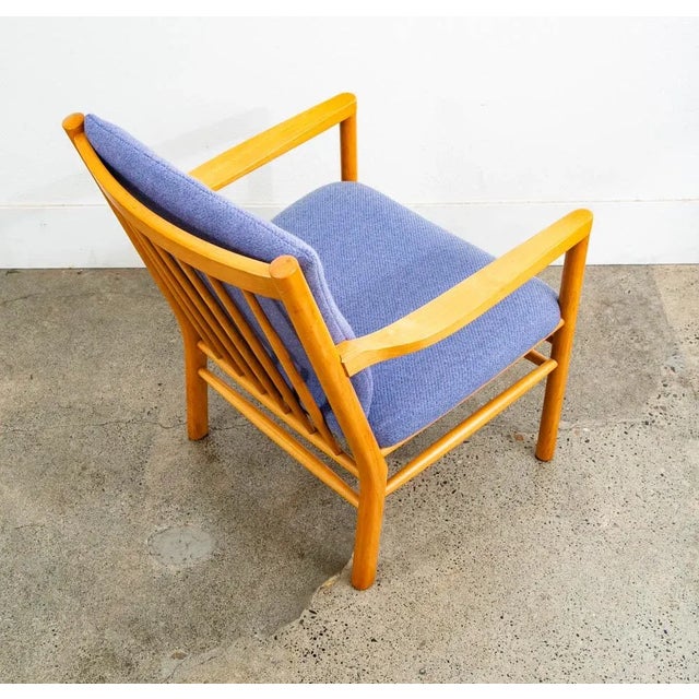 1970s Mid Century Danish Modern Lounge Chair Ole Erik Jorgensen Purple Fabric Wood MCM For Sale - Image 5 of 12