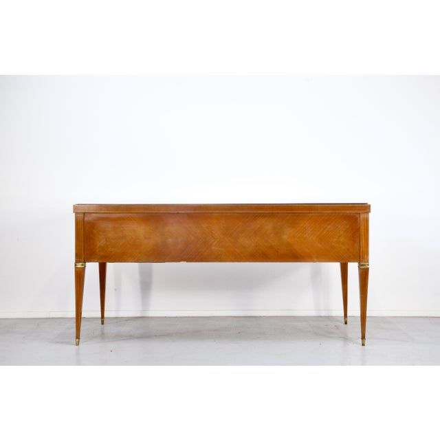 Mid-Century Modern Mid-Century Modern Italian Desk in Walnut with Brass and Glass For Sale - Image 3 of 10