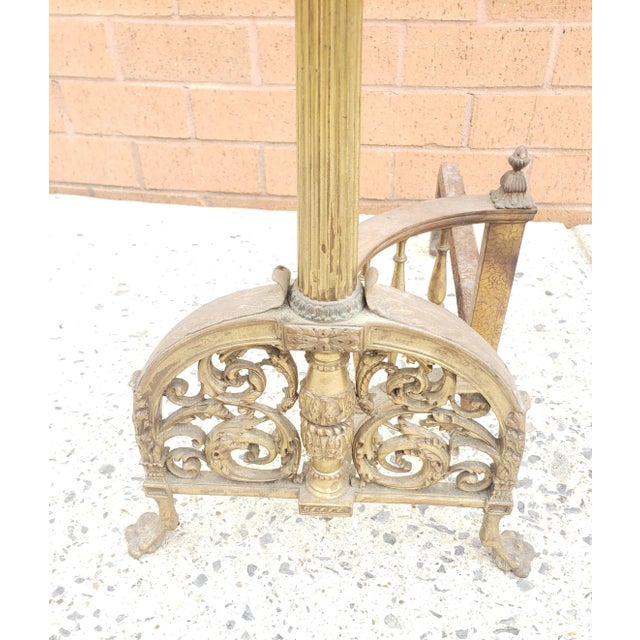 French Early 20th Century Tall French Empire Brass and Iron Andirons, Pair For Sale - Image 3 of 7