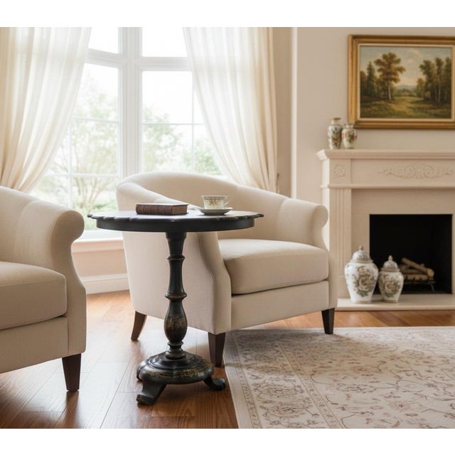 Wood 1880s Victorian Papier-Mâché & Mother-of-Pearl Inlay Pedestal Side Table For Sale - Image 7 of 7