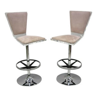 Vintage Mid Century Modern Lucite Swivel Bar Stool Chair by Haziza- A Pair For Sale