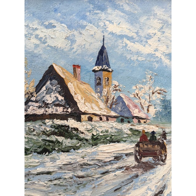 David Crespi Impressionst Winter Landscape Signed Oil on Canvas For Sale In Los Angeles - Image 6 of 7