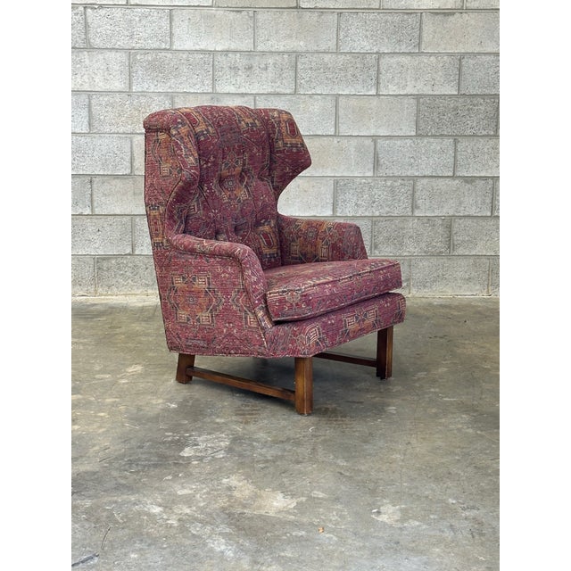 Wood 1950s Edward Wormley for Dunbar Attributed Janus Wingback Chair For Sale - Image 7 of 11