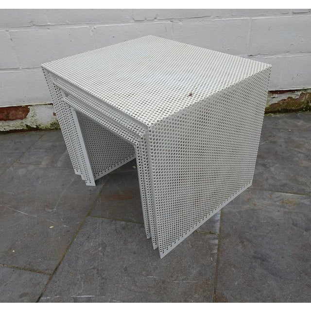 1960s Metal Nesting Tables in the style of Mathieu Mategot, 1960s, Set of 3 For Sale - Image 5 of 18