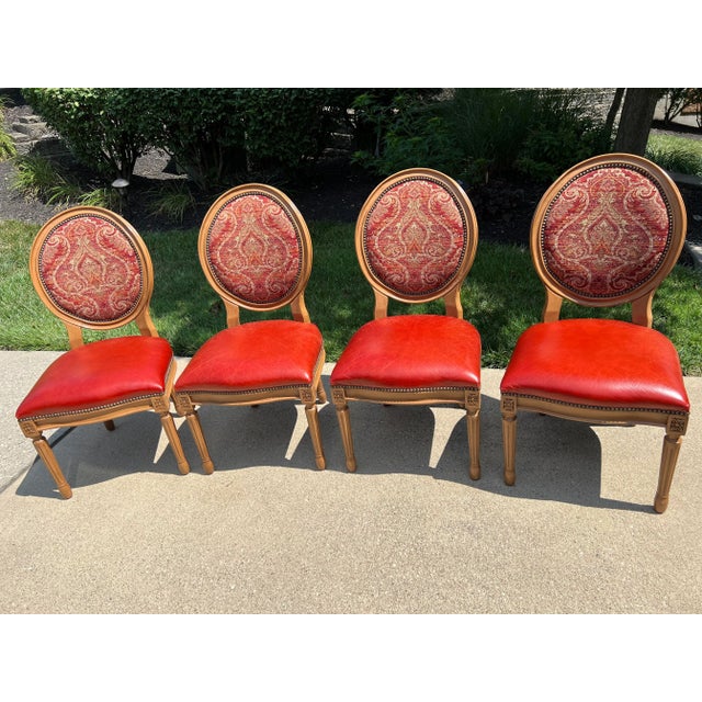 Frontgate Langston Leather Dining Round Back Side Chairs- Set of 4 For Sale - Image 9 of 9