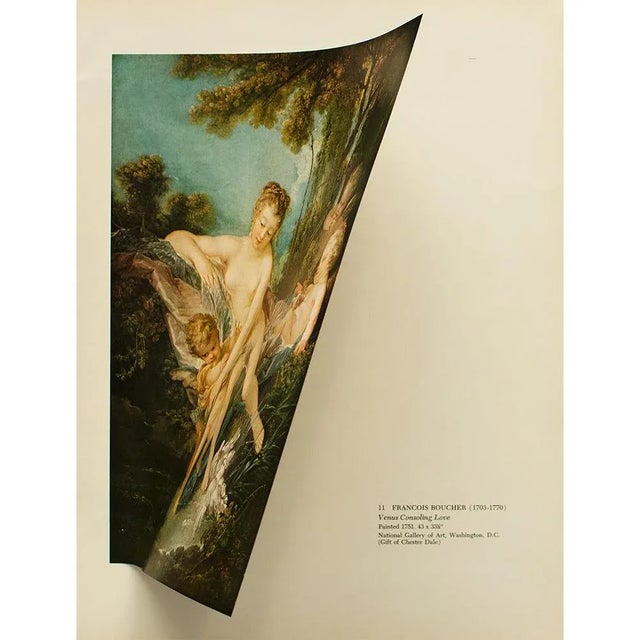 Boucher 1955 After Francois Boucher "Venus Consoling Love", Large Vintage Full-Color Print For Sale - Image 4 of 8