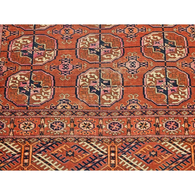 Vintage Turkmen Tekke Area Rug, Wool Pile, Geometric Medallion For Sale - Image 13 of 17