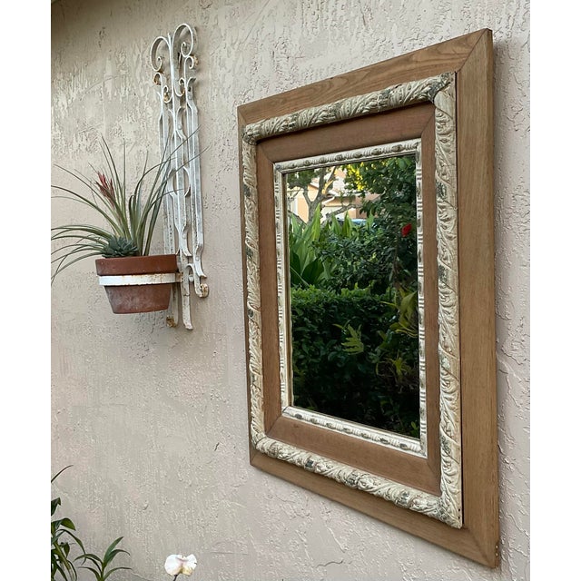 Mid-Century Modern Hand Carved Wood Italian Mirror For Sale - Image 3 of 12