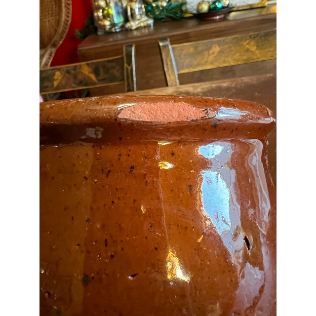 Mid 19th Century A Fine Antique Pennsylvania Folk Art Redware Storage Crock, 1850's For Sale - Image 5 of 11