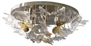 Brass and Murano Glass Butterfly Flush-Mount by Simoeng