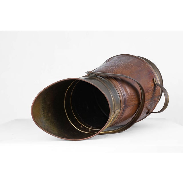 Copper Umbrella Stand with Hammered Relief of Vermeer, France, 1900s For Sale - Image 11 of 14