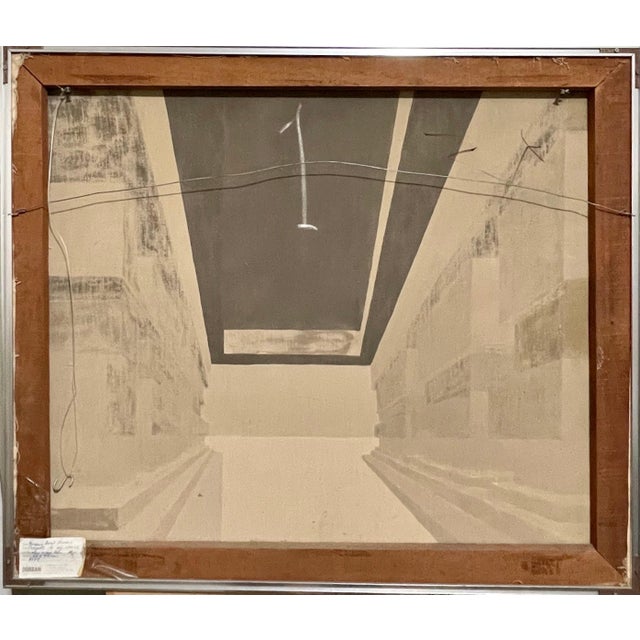 1980s Emerio Dario Lunar, Venezuelan Surrealism Architectural Oil Painting Emerio Lunar Latin American Art, 1979 For Sale - Image 5 of 7