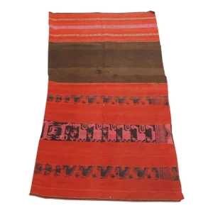 Vintage Red & Brown Heavy Woven Peruvian Saddle Blanket Textile