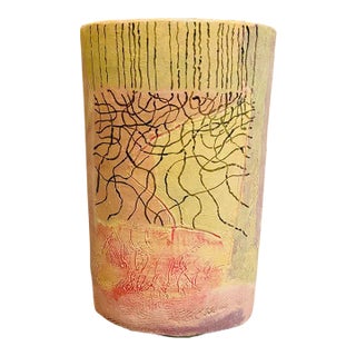 Ceramic Vase With Incised Design For Sale