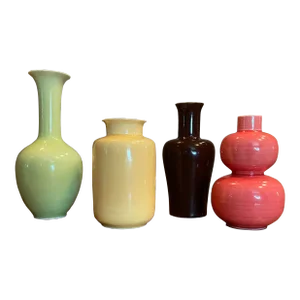 Chinese Porcelain Polychrome Bud Vases- A Set of 4