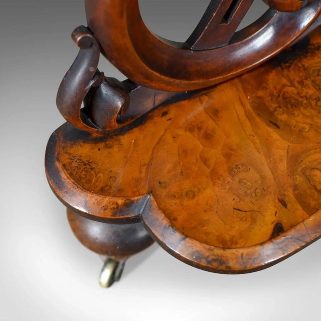 1840s Robert Strahan & Co Burr Walnut Whatnot Irish Mirror Stand For Sale - Image 12 of 13